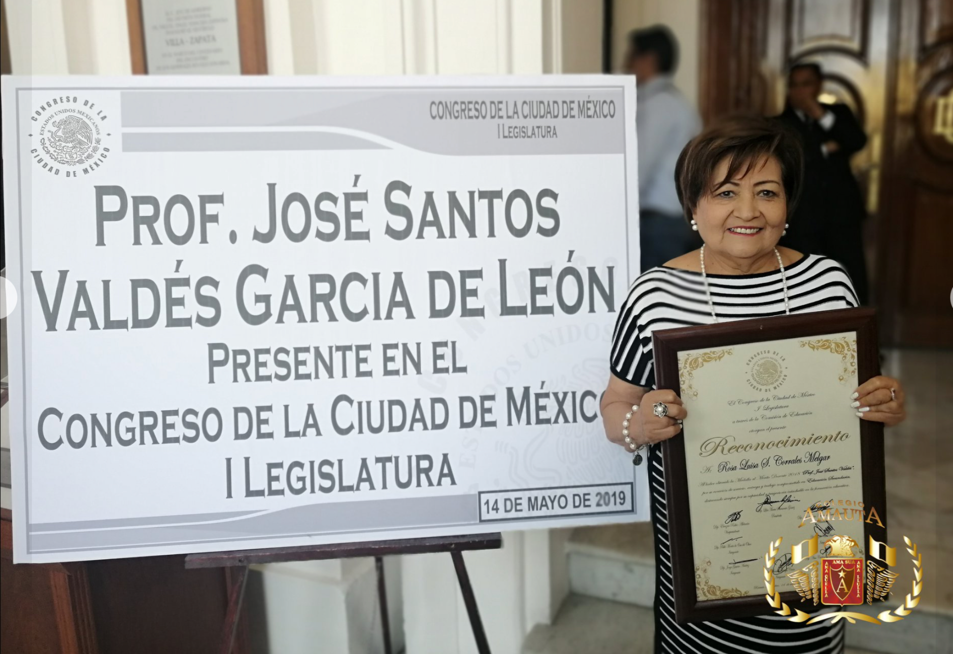 Reconocimiento del 1er Congreso de la CDMX, Camara de Diputados a Profra. Soledad Corrales